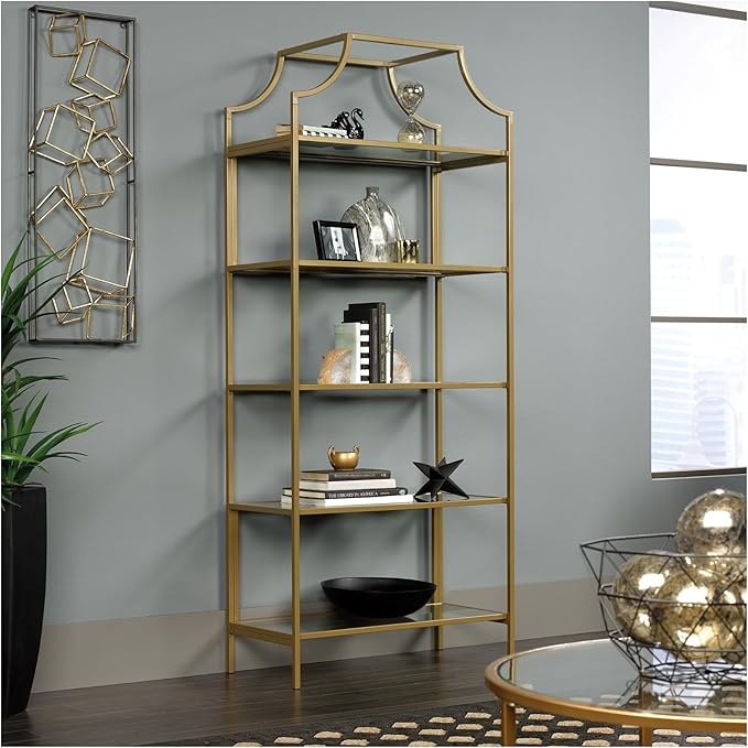 Sauder International Lux Bookcase/ book shelf, Satin Gold finish by SAUDER%C2%AE