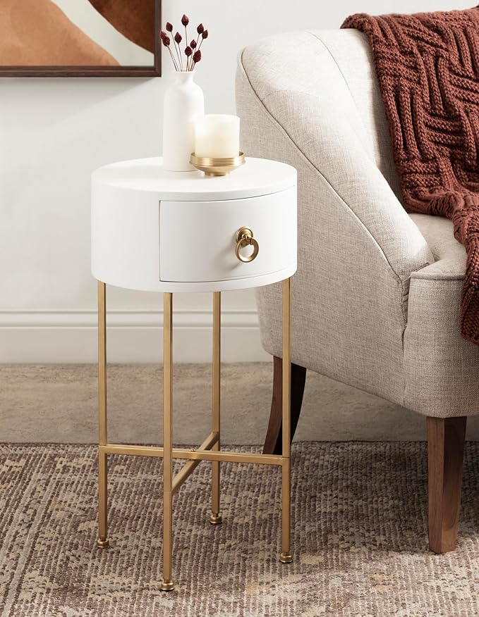 Kate and Laurel Decklyn Decorative Glam Round Side Table, Modern Circle Living - Image 4