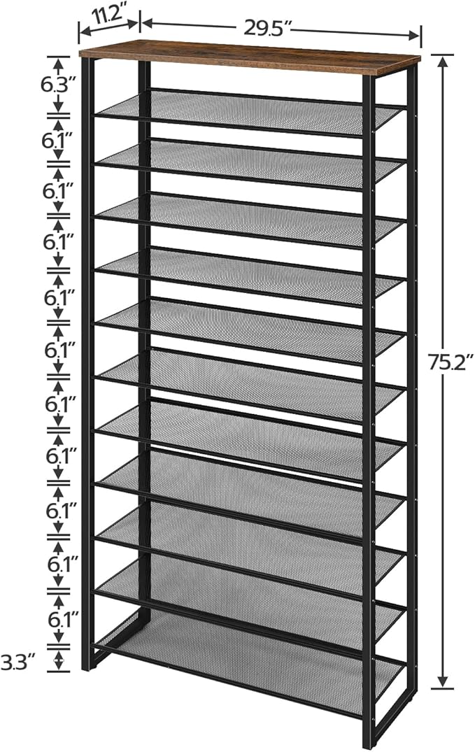 HOOBRO 12-Tier Shoe Rack, 29.5" L Shoe Storage Organizer, Large Capacity Shoe - Image 7