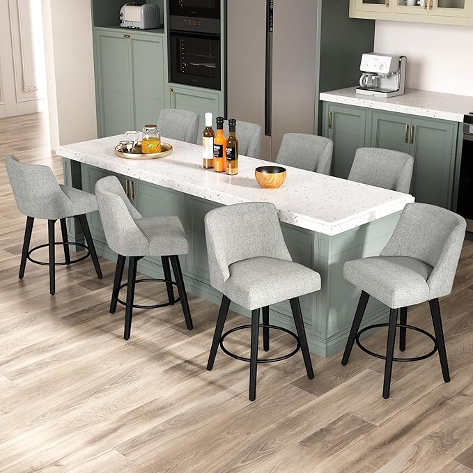 Counter Height Bar Stools Set of 8, Modern Swivel Barstools by ErdoruLiving