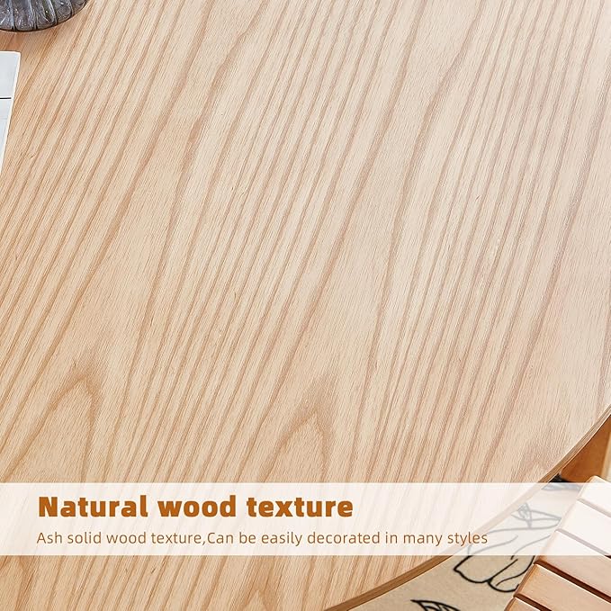 Round Wood Dining Table，Wooden Trestle Pedestal Base on Stainless Steel - Image 7