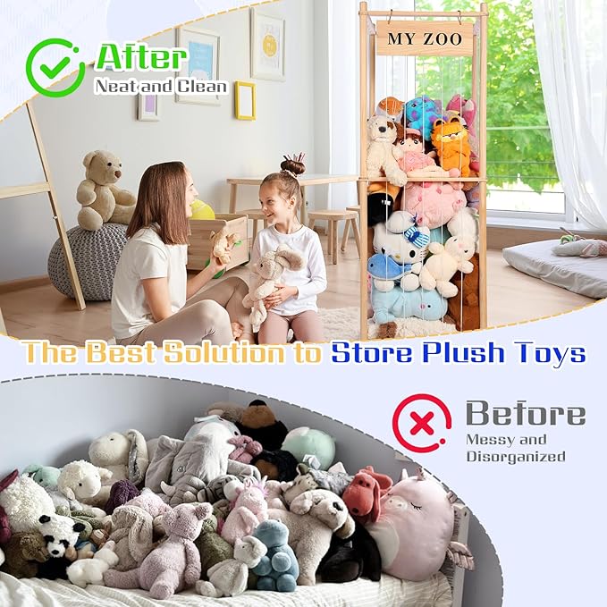 Stuffed Animal Storage Zoo, Wooden Stuffed Animal Organizer - Image 4