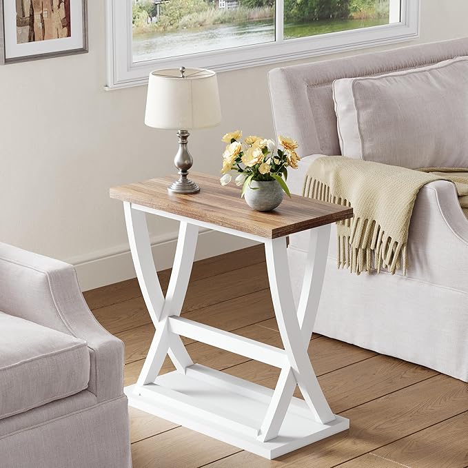 ChooChoo Farmhouse End Tables Living Room Set of 2, Narrow Side Table - Image 4