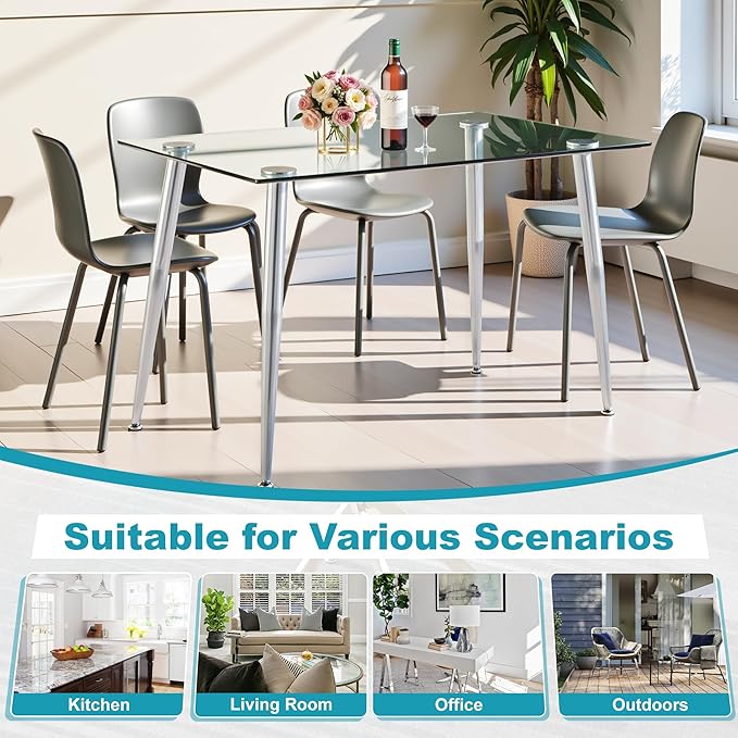 Dining Table for 6 Rectangular 47.2" Modern Glass Dining Table Kitchen & Dining - Image 7