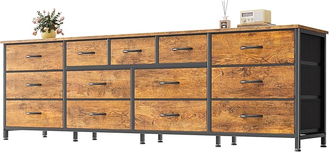 Huuger 70 Inch Dresser for Bedroom, TV Stand for 65, 80 Inch TV, 13 Fabric by Huuger