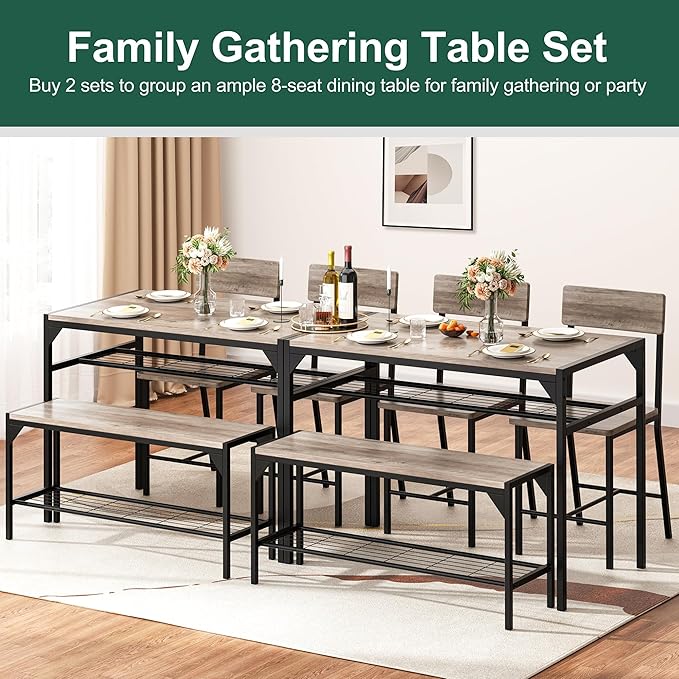 Shintenchi Kitchen Table Chairs Set of 4, Dining Table Set - Image 6