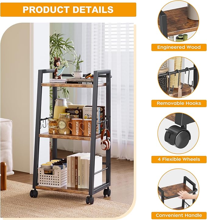 3 Tier Kitchen Storage Cart - Image 7