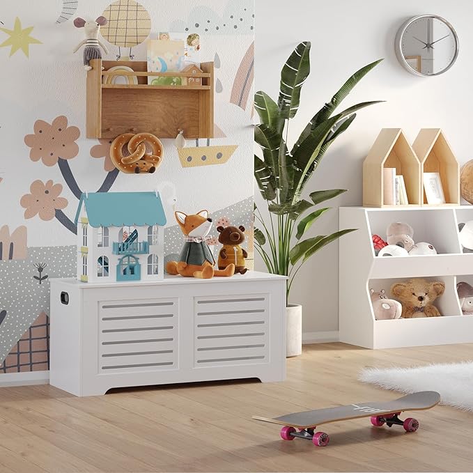 DINZI LVJ Storage Chest, 43.3” Wooden Toy Box - Image 6