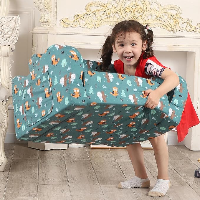 Happy Owl Kids Sofa, 2-in-1 Kids Couch Fold Out, Convertible Sofa to Bed - Image 5