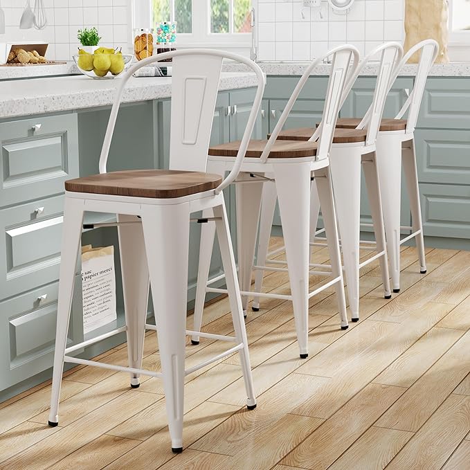Yongqiang Metal Bar Stools Set of 4 Kitchen Island Counter Height Bar Stools - Image 3