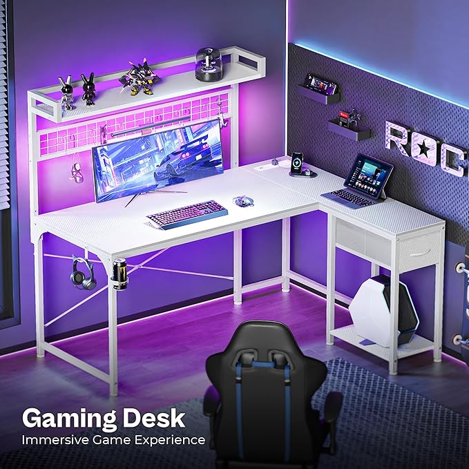 PRAISUN L Shaped Gaming Desk - Image 9