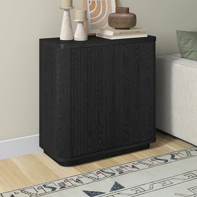 Henn&Hart 32" Wide Rectangular Accent Cabinet in Natural Black, - Image 5