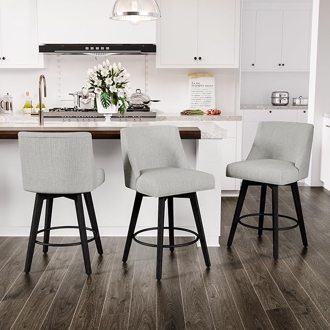 Counter Height Swivel Bar Stools Set of 3, 26 Inch Bar Stools by AMICLIBER