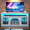 YITAHOME White TV Stand for 75 Inch TV, LED Modern Entertainment Center by YITAHOME
