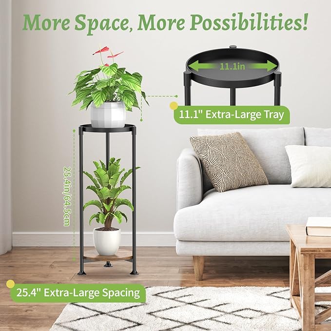 KMOTASUO 2 Tier Black Plant Stand Indoor - Image 5
