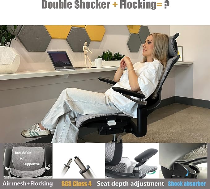 Ergonomic Office Chair, Big and Tall Mesh Home Office Desk Chair - Image 4