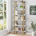 6 Tiers Bookshelf Organizer White Faux Marble Shelf, Modern Open Display by EternalHome