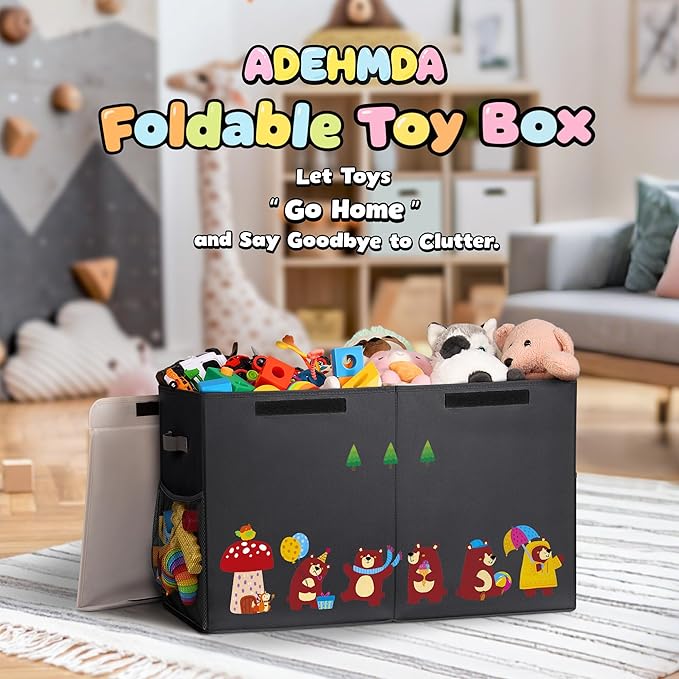 80L Large Toy Storage Box with Lid, Large Toy Box Chest - Image 2
