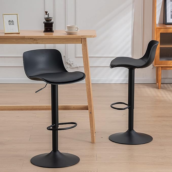 YOUTASTE Black Bar Stools Set of 2 Counter Height Bar Stool Upholstered - Image 7