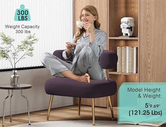 Modern Accent Chair, Round Upholstered Barrel Armchair - Image 3