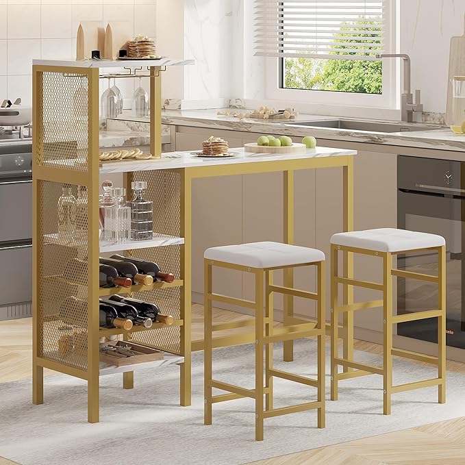 VECELO Bar Table and Chairs Set - Image 3