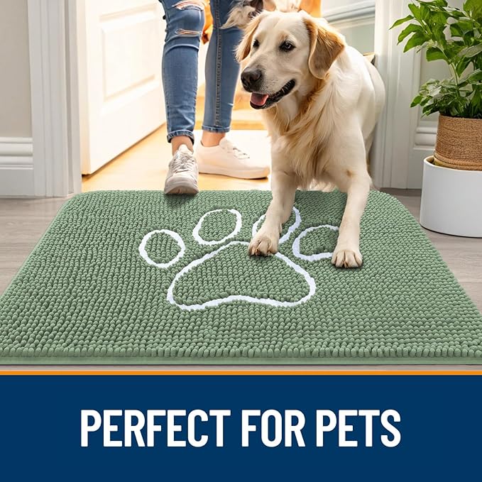 OLANLY Door Mat for Muddy Dog Paws 36x24, Absorbent Chenille Doormat - Image 6