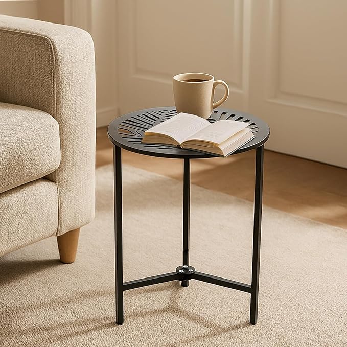 2 Packs 13" Metal Outdoor Side Tables Small Black Outside End Table - Image 8