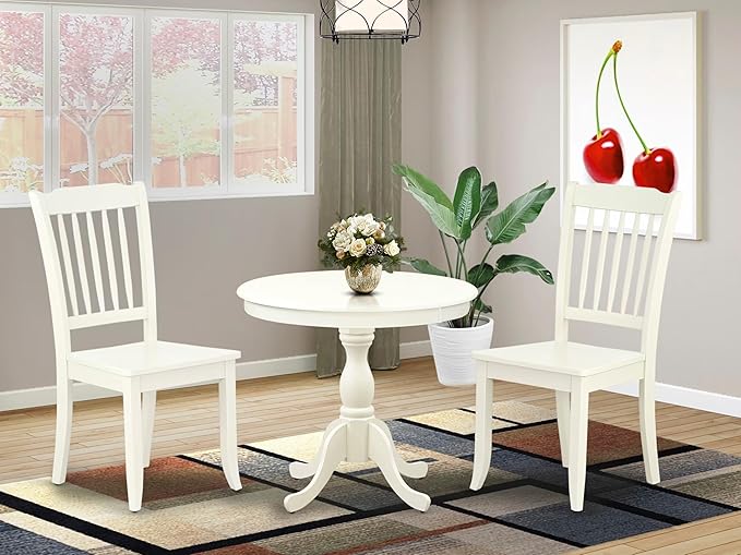 East West Furniture AMDA3-LWH-W 3 Piece Dinette Set - Image 2
