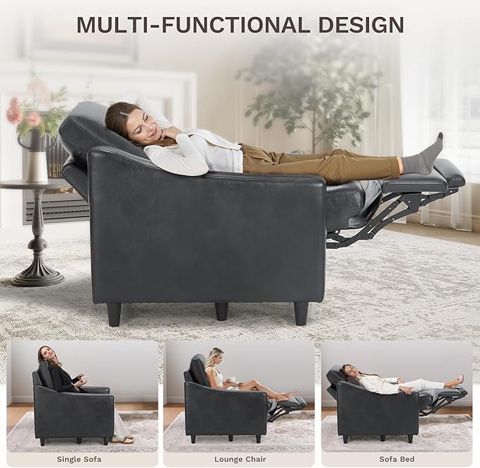 COLAMY Pushback Electric Recliner Chair, Premium Leather Upholstery - Image 5