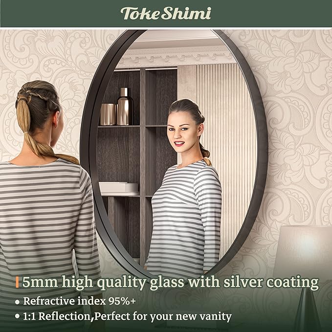 TokeShimi Black Oval Mirrors for Wall Decor 24x36 Inch - Image 9