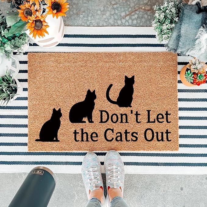 Funny Coir Doormat Don't Let The Cats Out Front Door Mat Entryway Outdoor Mats - Image 5