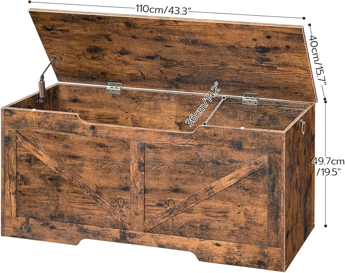 HOOBRO Storage Bench, 43.3” Retro Wooden Storage Chest - Image 6