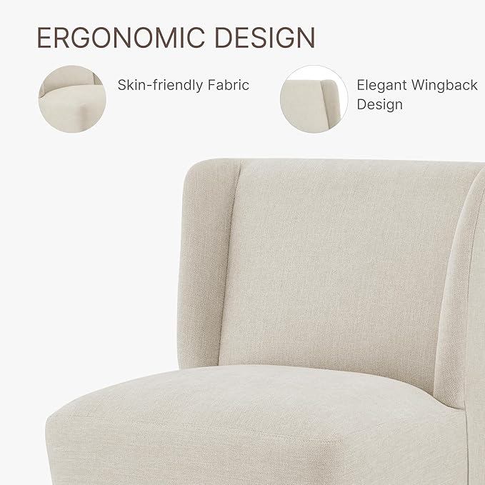 Upholstered Dining Chair with Casters Wingback Modern Side Armless Deskchair - Image 6