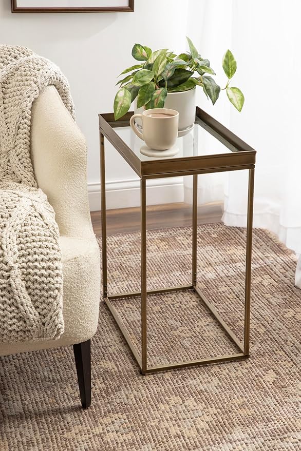 Kate and Laurel Lonsdale Transitional Glass Narrow End Table; 18 x 12 x 24; - Image 2