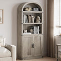 Garveehome Bookcase with Doors Arched Bookshelf 71.65in Tall Bookcase Farmhouse by GarveeHome