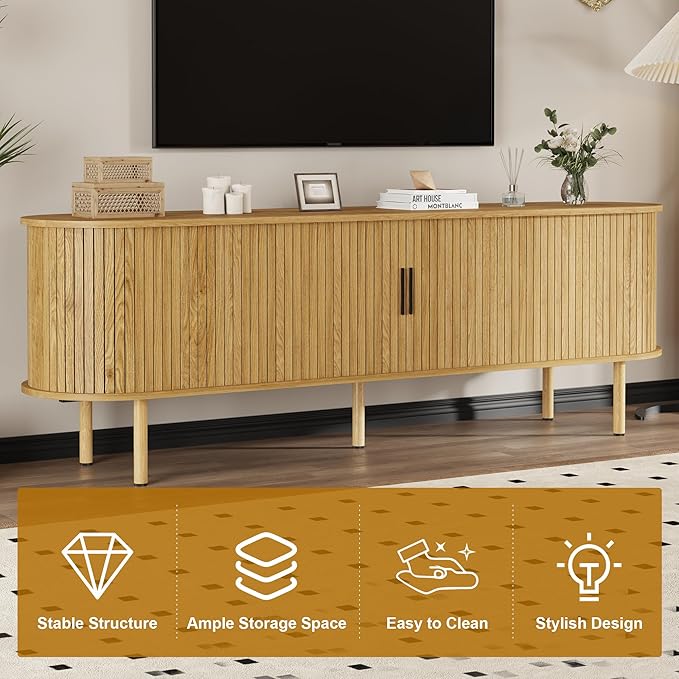 GarveeHome 70.1" TV Stand, Modern TV Console Table - Image 5