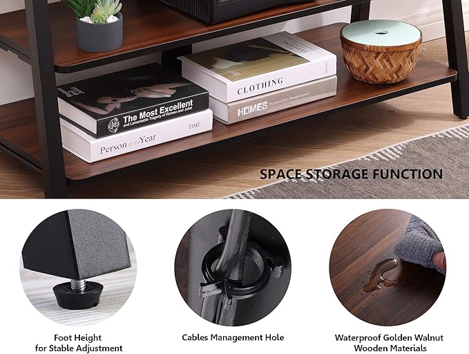 FITUEYES 3-Tier Floor TV Stand for 37-70 Inch TVs Entertainment Center Stand - Image 3