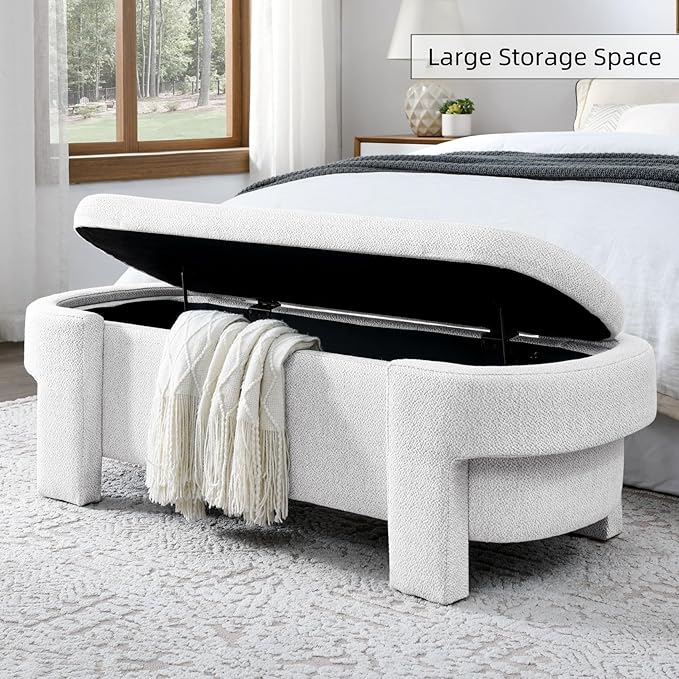 KEIKI 51" Linen Ottoman Bench - Image 3