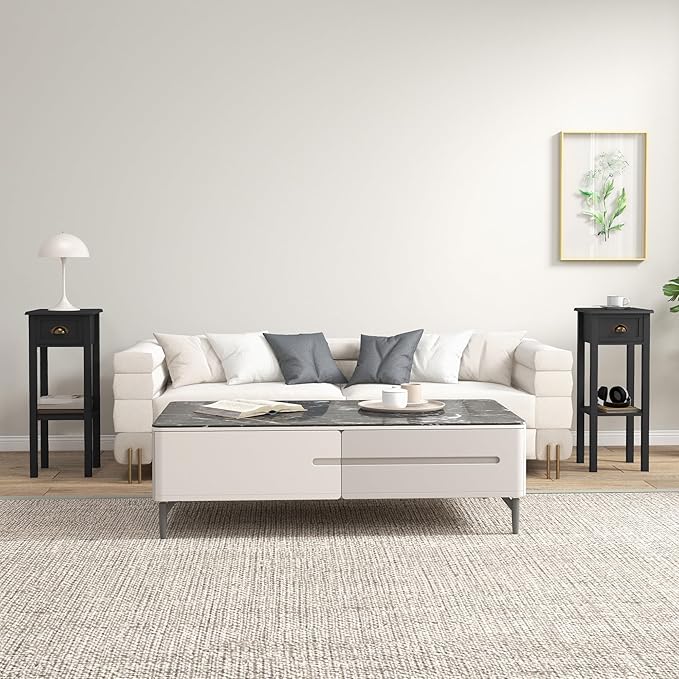 HOMCOM 2-Tier Side Table with Drawer, Narrow End Table with Bottom Shelf - Image 2