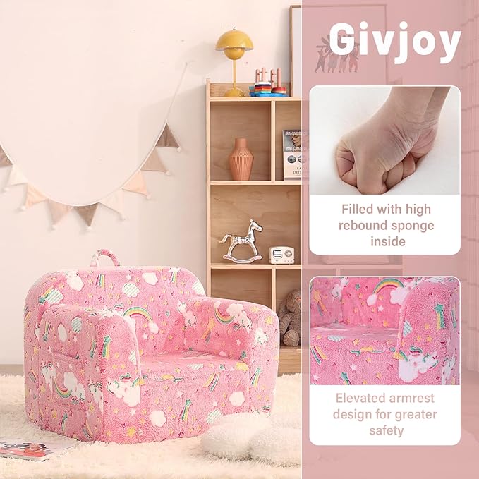 Toddler Chair Plush Kids Couch, Comfy Kids Sofa Toddler Lounger Chair - Image 5