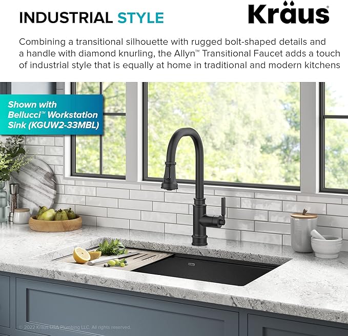 KRAUS Allyn Transitional Industrial Pull-Down Single Handle Kitchen Faucet in - Image 4