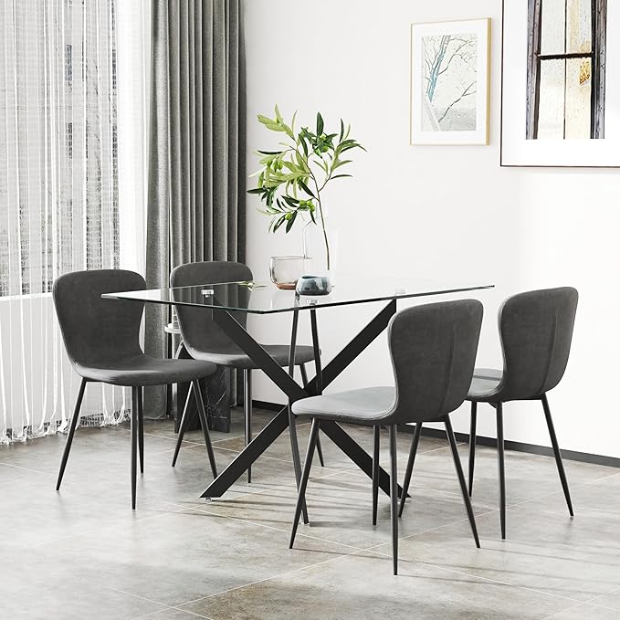 Tempered Glass Dining Table 48 Inch Mordern Rectangular Kitchen Table - Image 3