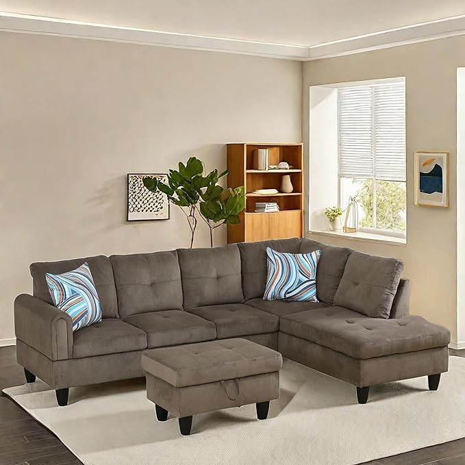 NAYSAYE Sectional Couch with Ottoman Storage, L Shaped Couch Sofa Furniture Sets - Image 3