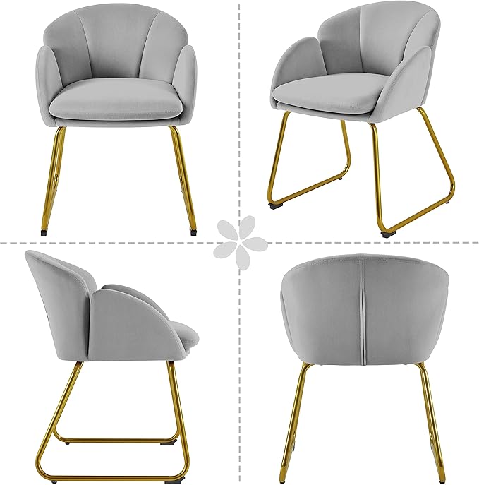 Yaheetech Flower Shape Velvet Vanity Chair, Modern Side Chair Armchair - Image 9