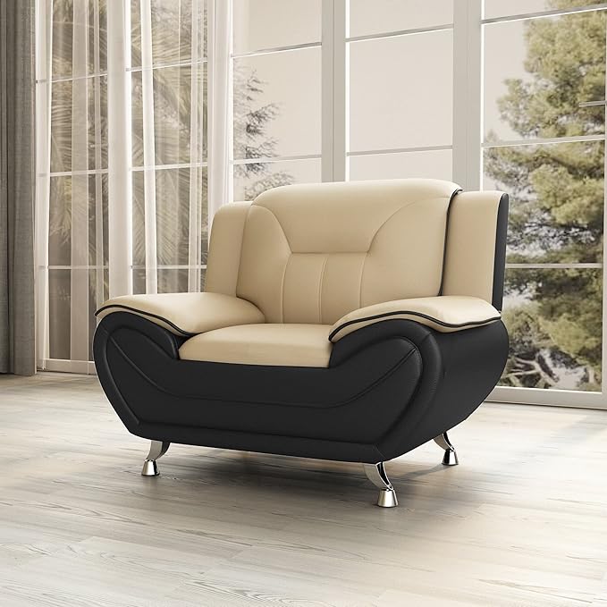 Container Furniture Direct Michael Modern Faux Leather Upholstered Stainless - Image 9