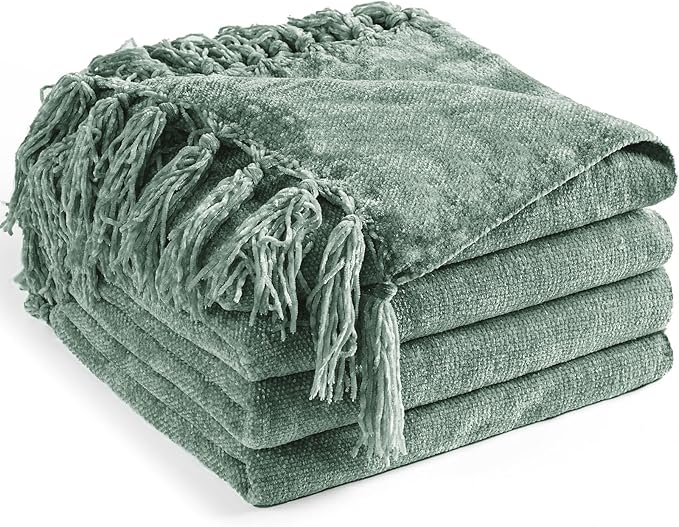 Chenille Throw Blanket for Couch 50"X 60", Soft Cozy Throws by LONGCREATE