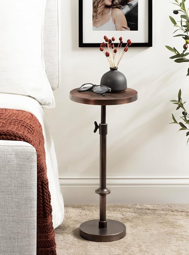 Kate and Laurel Engles Traditional Adjustable-Height Pedestal Drink Table; 10 x - Image 2