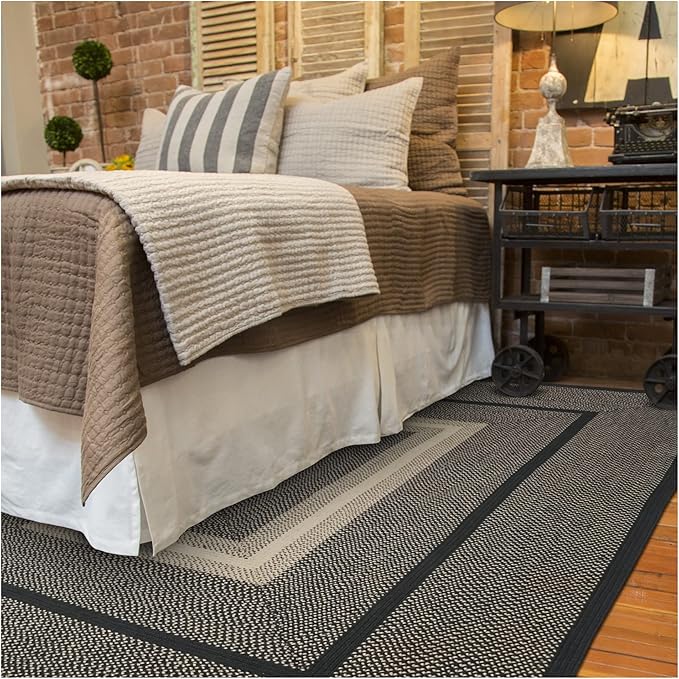 Homespice Manchester Black Braided Area Rugs, 5x8' Rectangle - Image 10