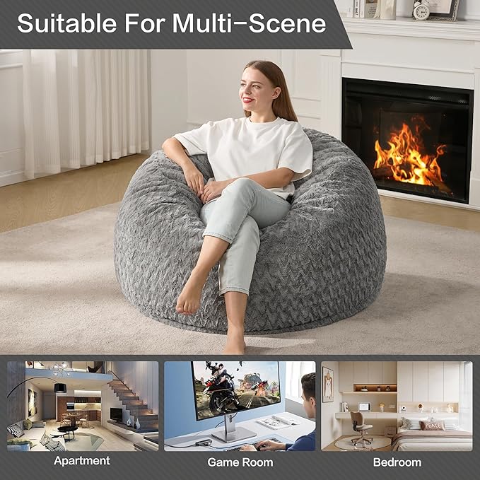 Hobestluk 3ft Bean Bag Chairs for Adults Large Beanbag Chair - Image 6