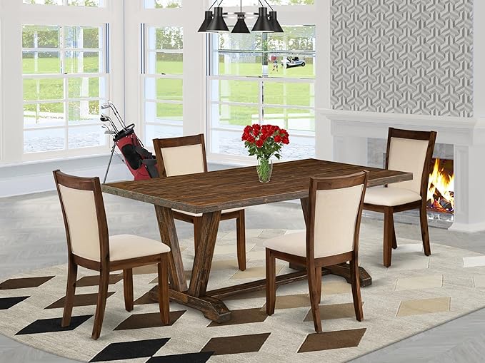 East West Furniture V777MZN32-5 5 Piece Modern Dining Table Set Includes a - Image 2